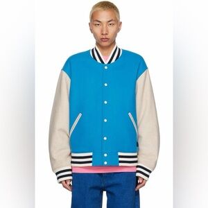 Acne Studios Quilted Black and Blue Varsity Jacket men’s size medium wool blend